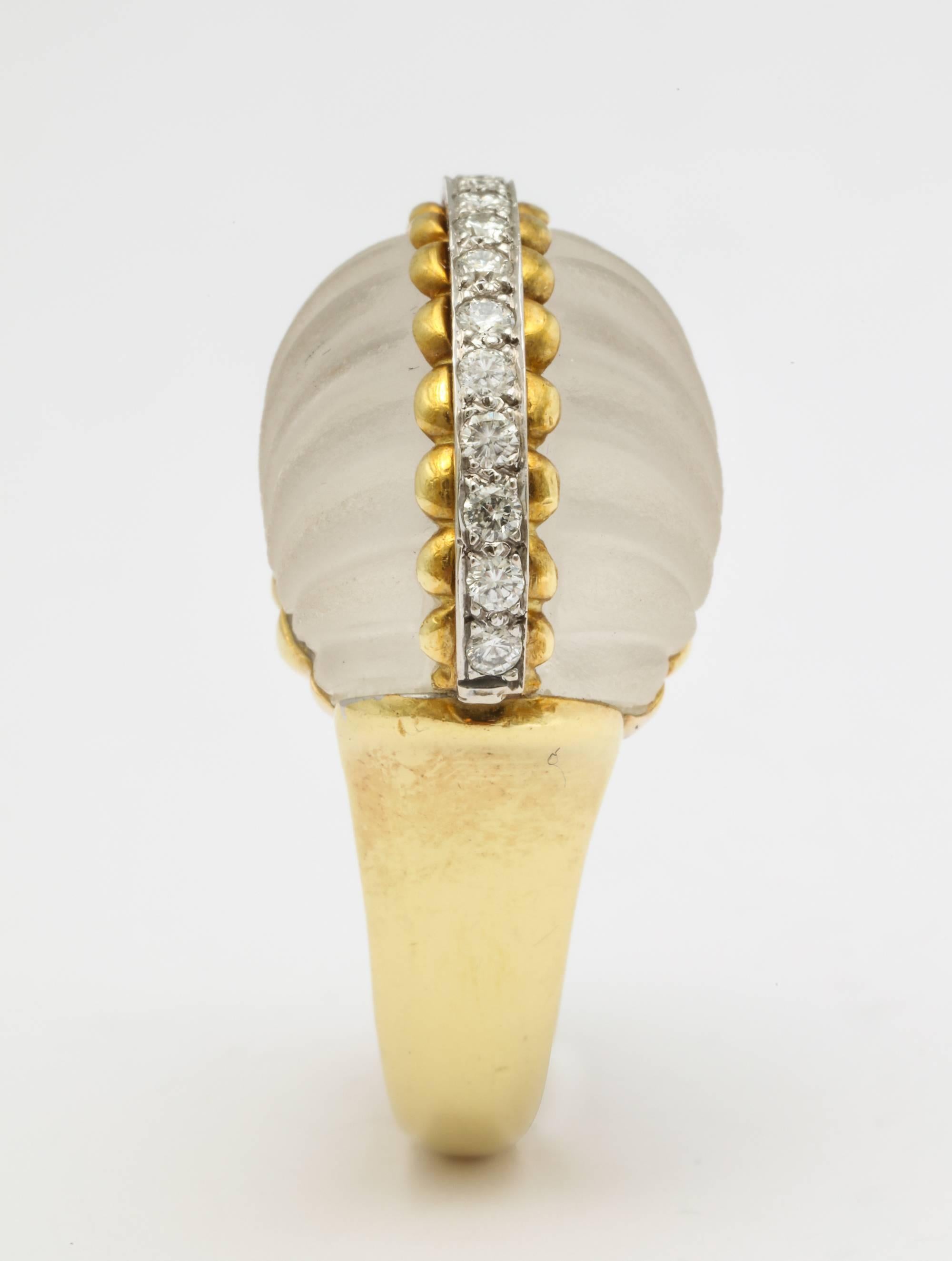Le Triomphe Frost Crystal Diamond Gold Ring For Sale 1