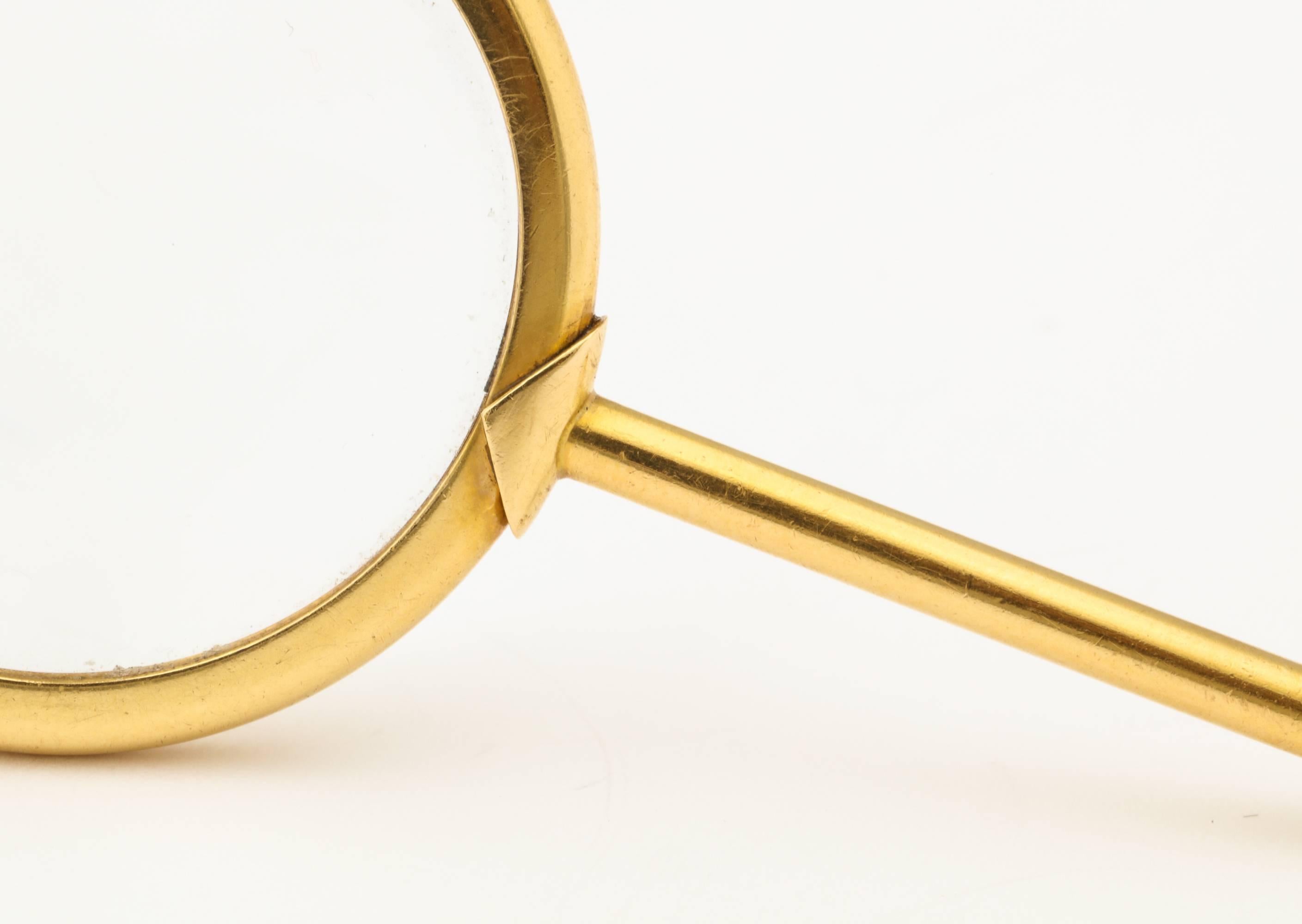 Elegant 1910s Gold Watch Fob Magnifying Glass 2