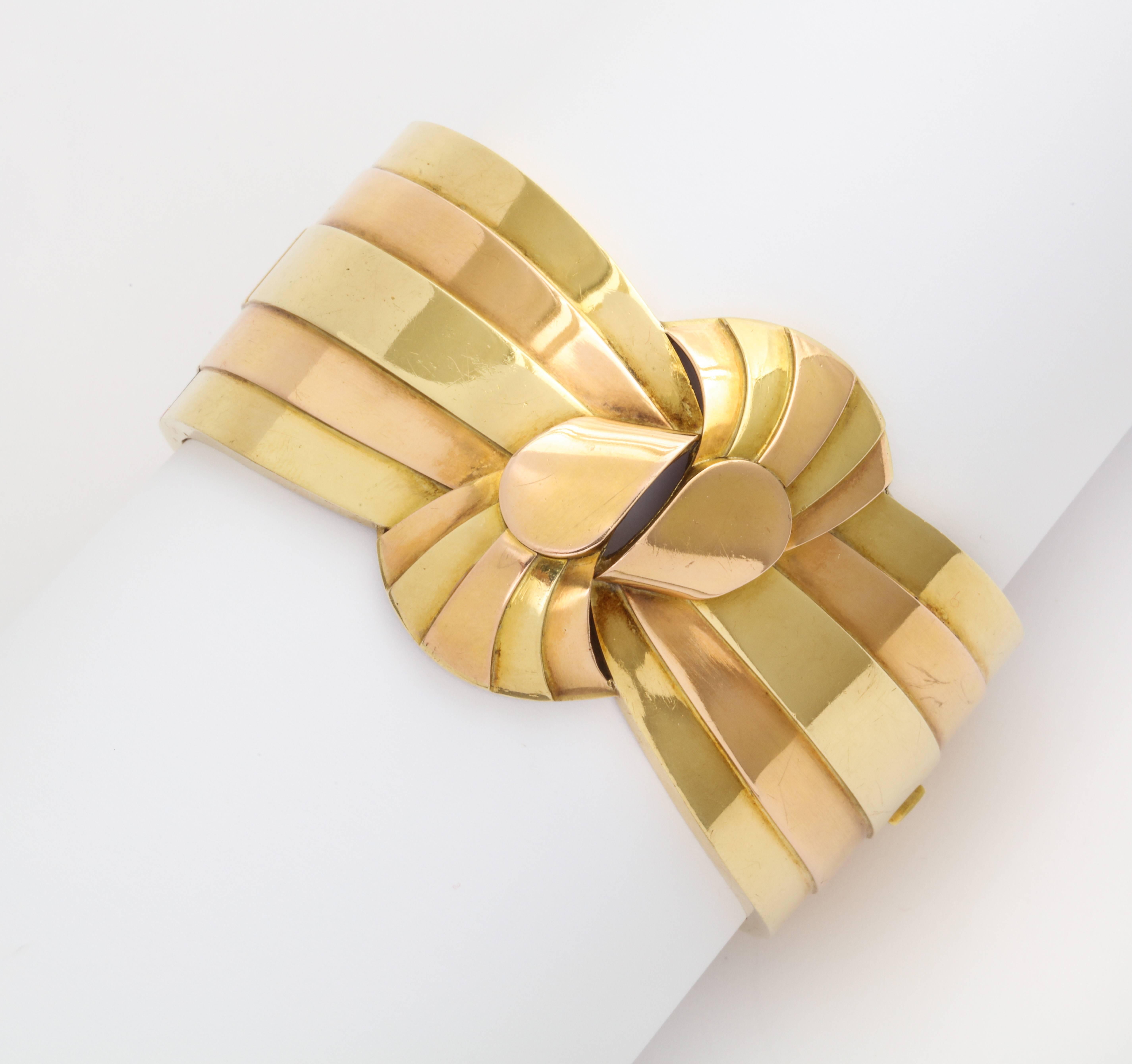 French Retro Two Color Gold Knot Cuff Bracelet 2