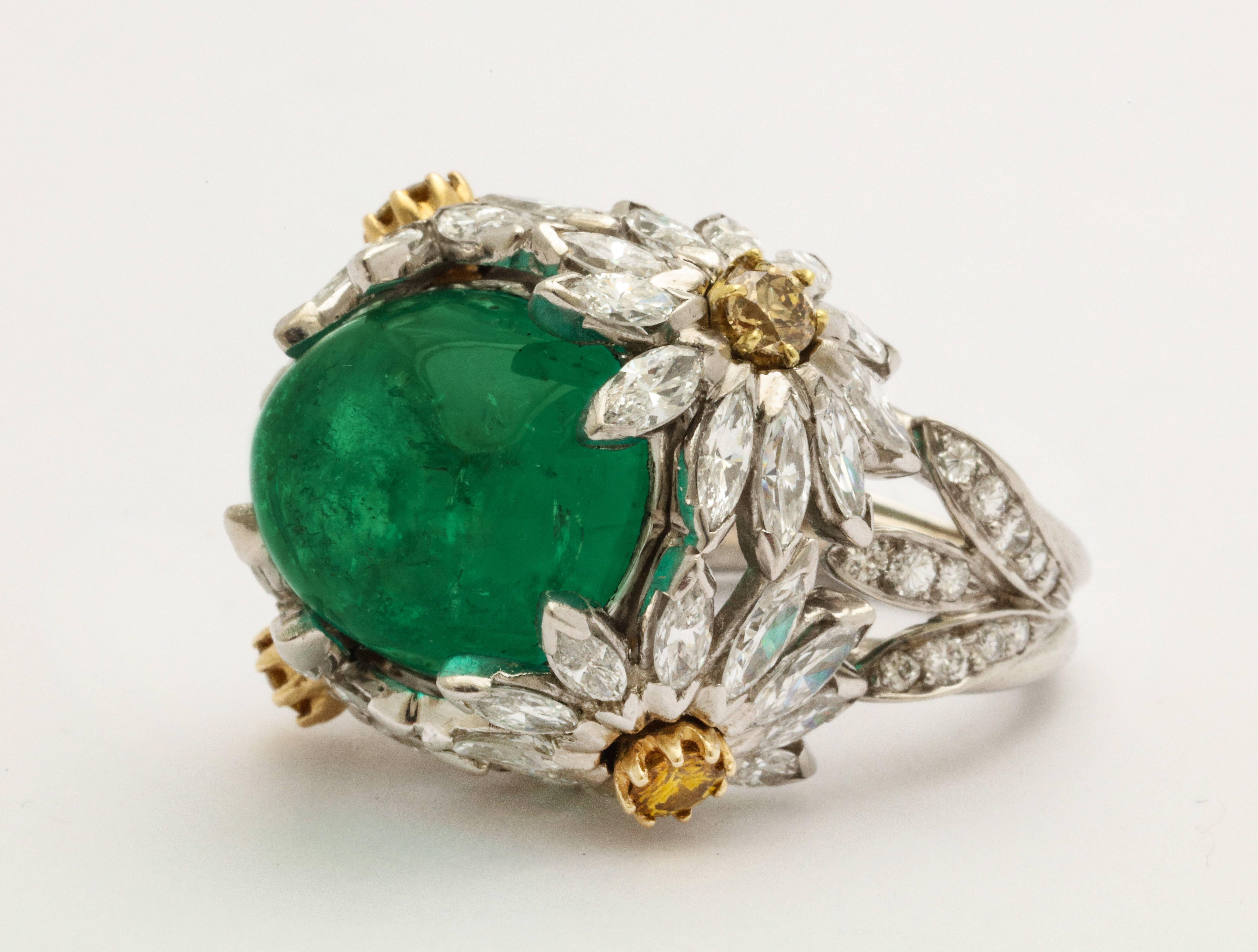 Hendryk Kaston Diamond Emerald Ring Convertible Fancy Yellow Diamond Dome 1
