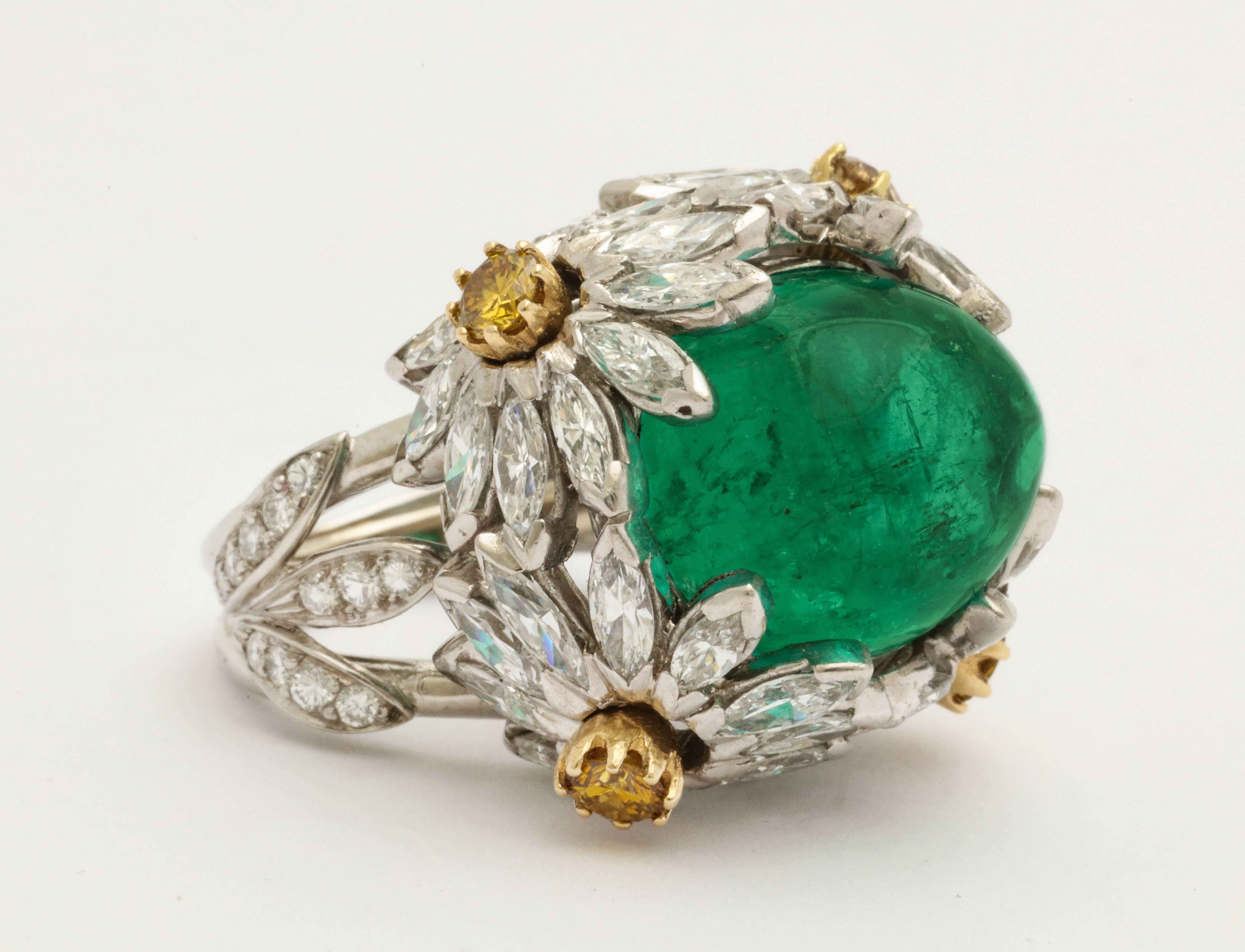 Hendryk Kaston Diamond Emerald Ring Convertible Fancy Yellow Diamond Dome 2