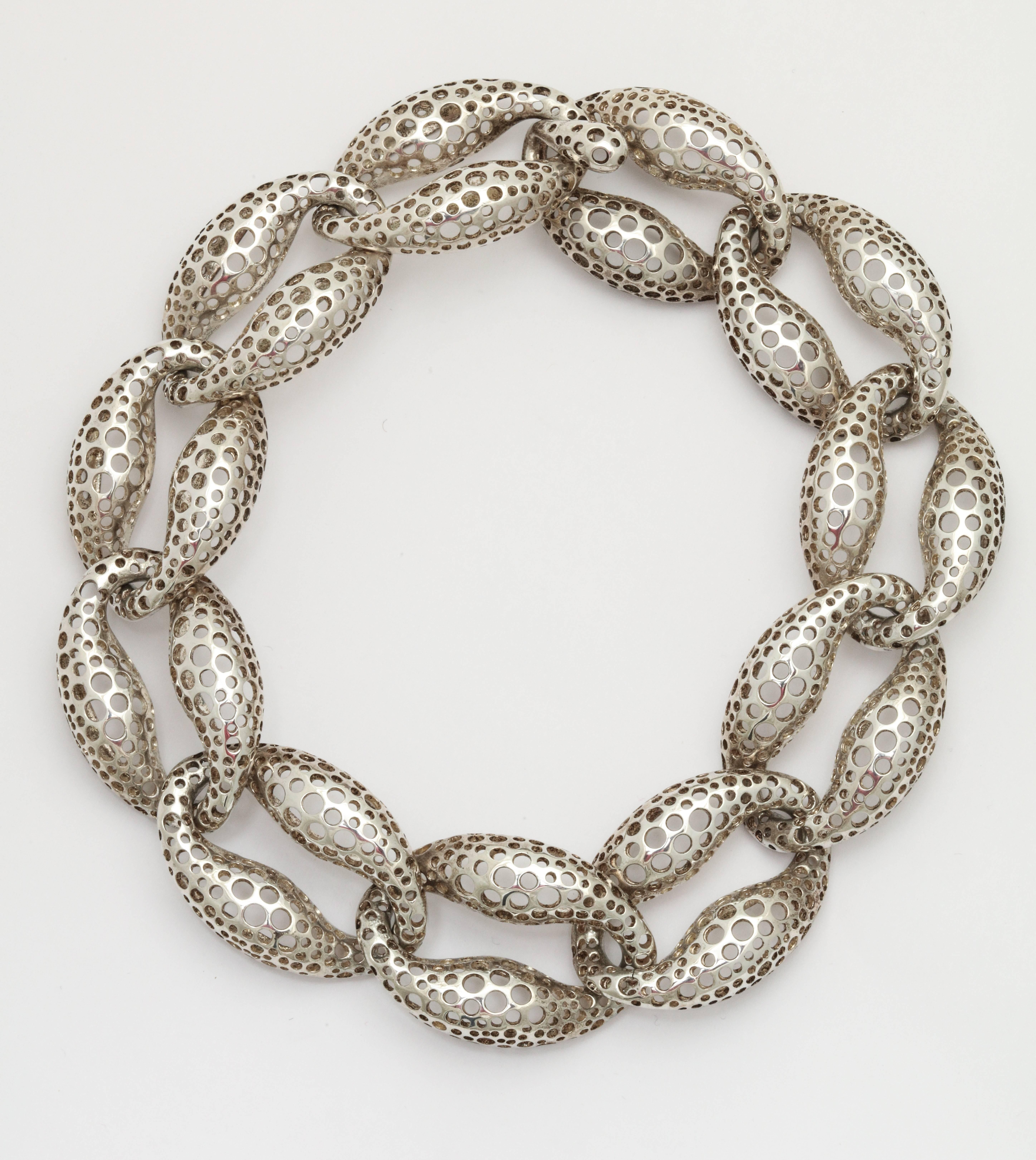 1991 Angela Cummings Silver Necklace and Bracelet In Excellent Condition In New York, NY