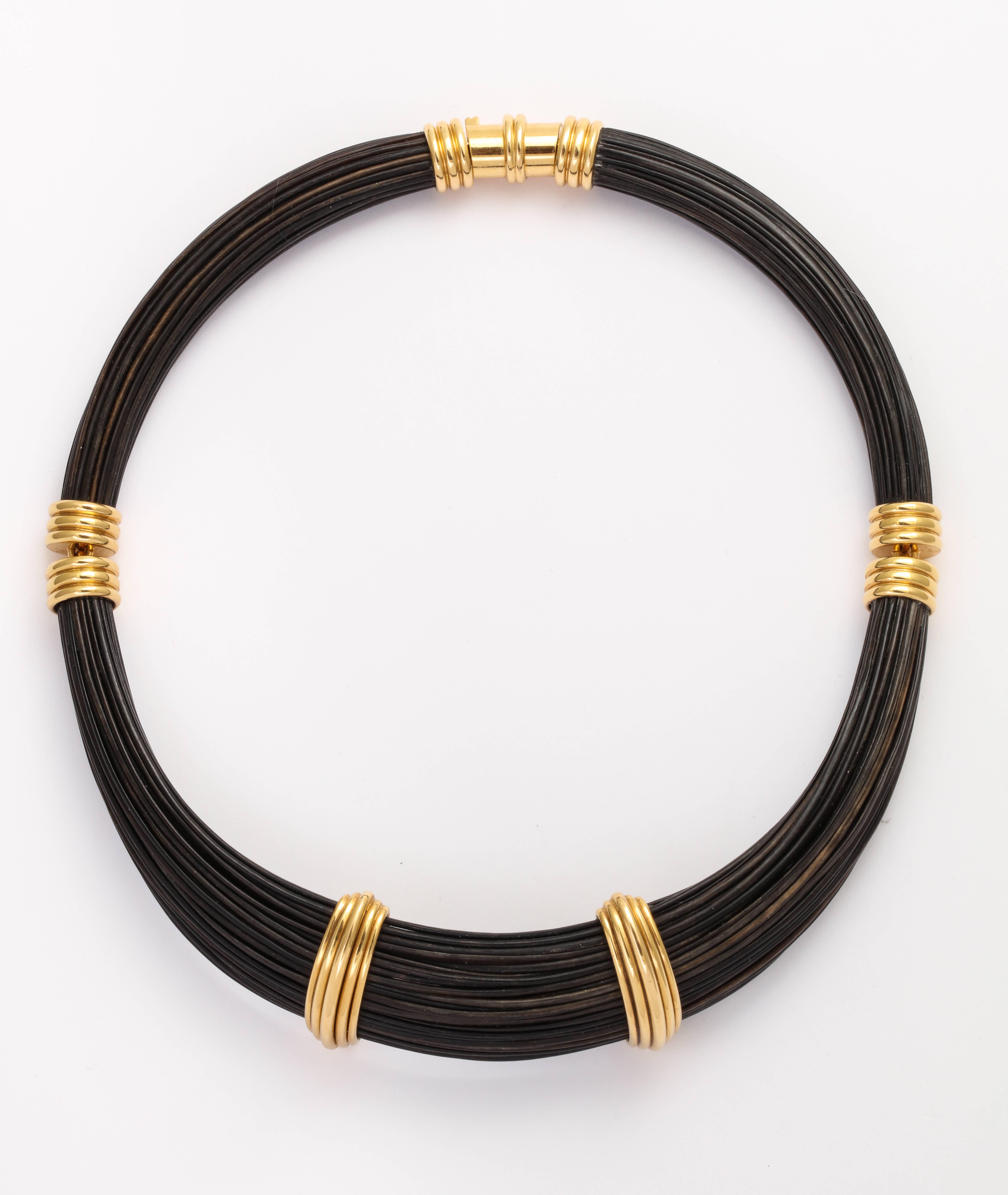 1970s Paul Binder Elephant Hair Gold Necklace and Bracelet 3