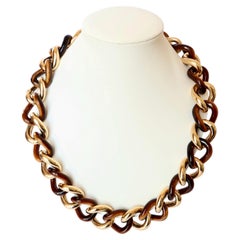 Long Necklace or Necklace and Bracelet in 18 Carats Yellow Gold and Agate 3 in 1