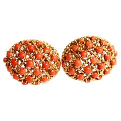 CARTIER earrings from 1960's yellow gold and coral