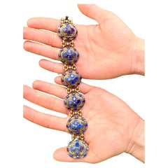 Antike 1840er Jahre  Neogotisches Armband Silber vergoldet Lapislazuli Lazuli Blumenornamente
