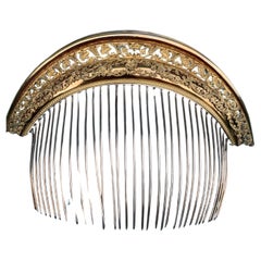 Antique Empire Tiara Comb Hair Ornament Head Ornament Silver Guilt Gilt Metal 