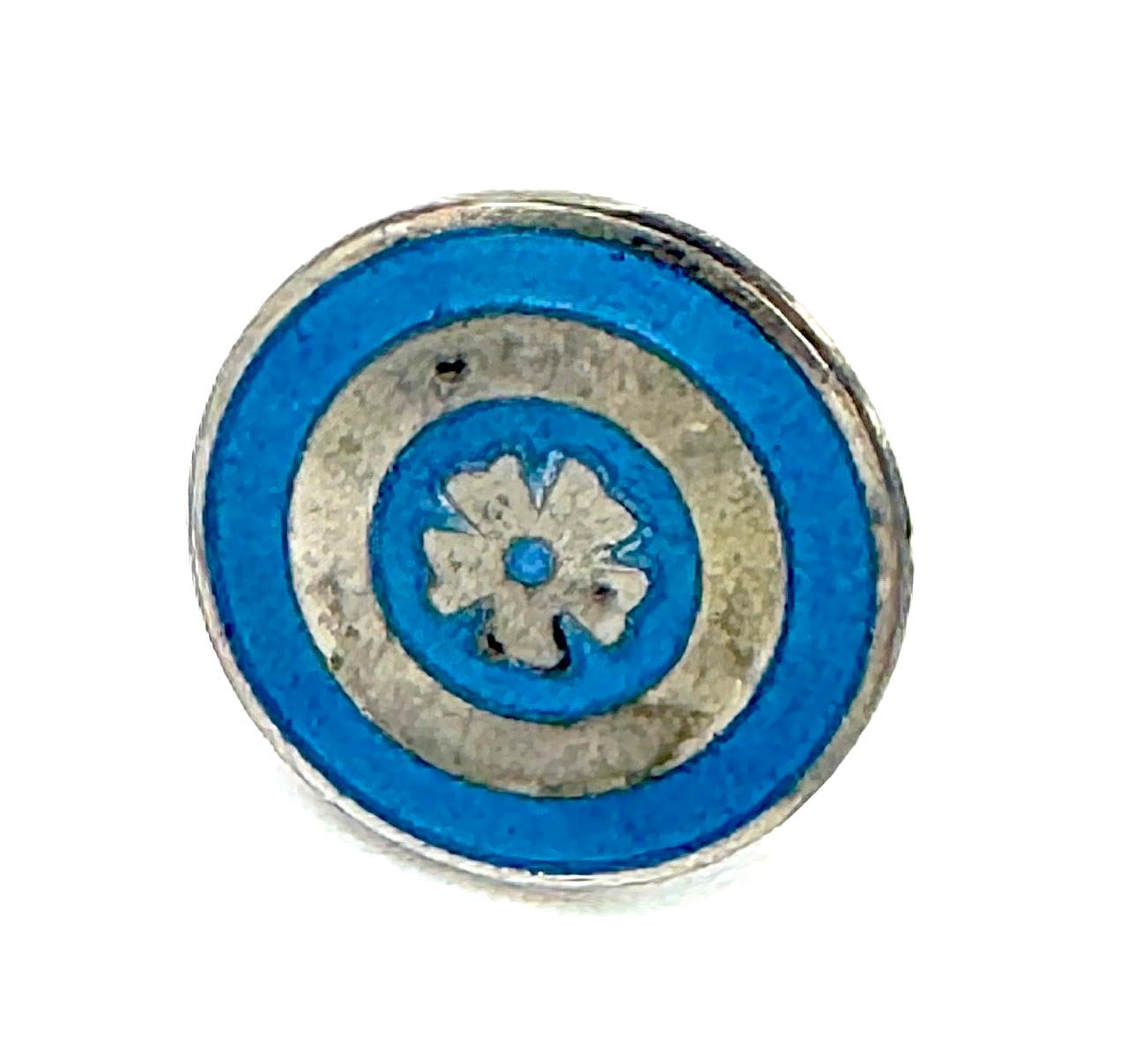 Women's or Men's Antique Sterling Silver Buttons Set of Six Tudor Rose on Turquoise Enamel Ground For Sale
