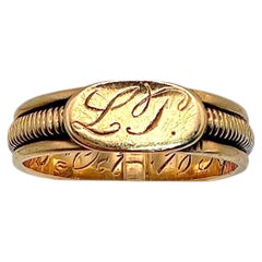 Anello antico del 1839 in oro a 18 carati con le iniziali L.P. e la data 1839 incisa