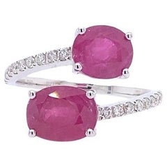 RUCHI Ruby and Diamond White Gold Bypass Ring