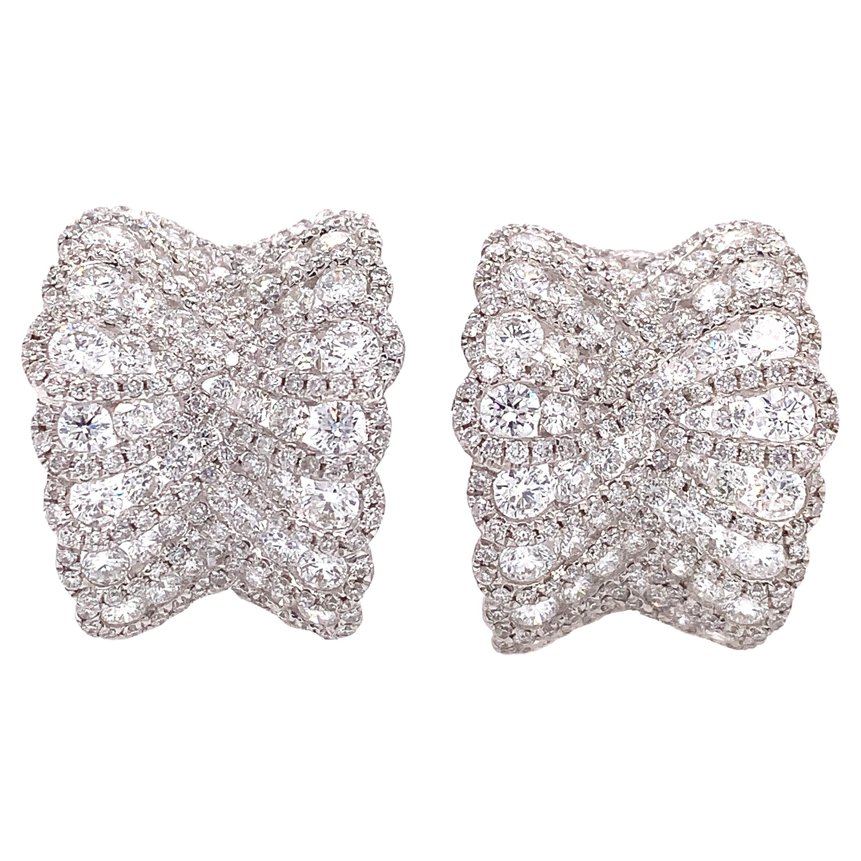 RUCHI Pavé Diamond White Gold Clip-On Earrings For Sale