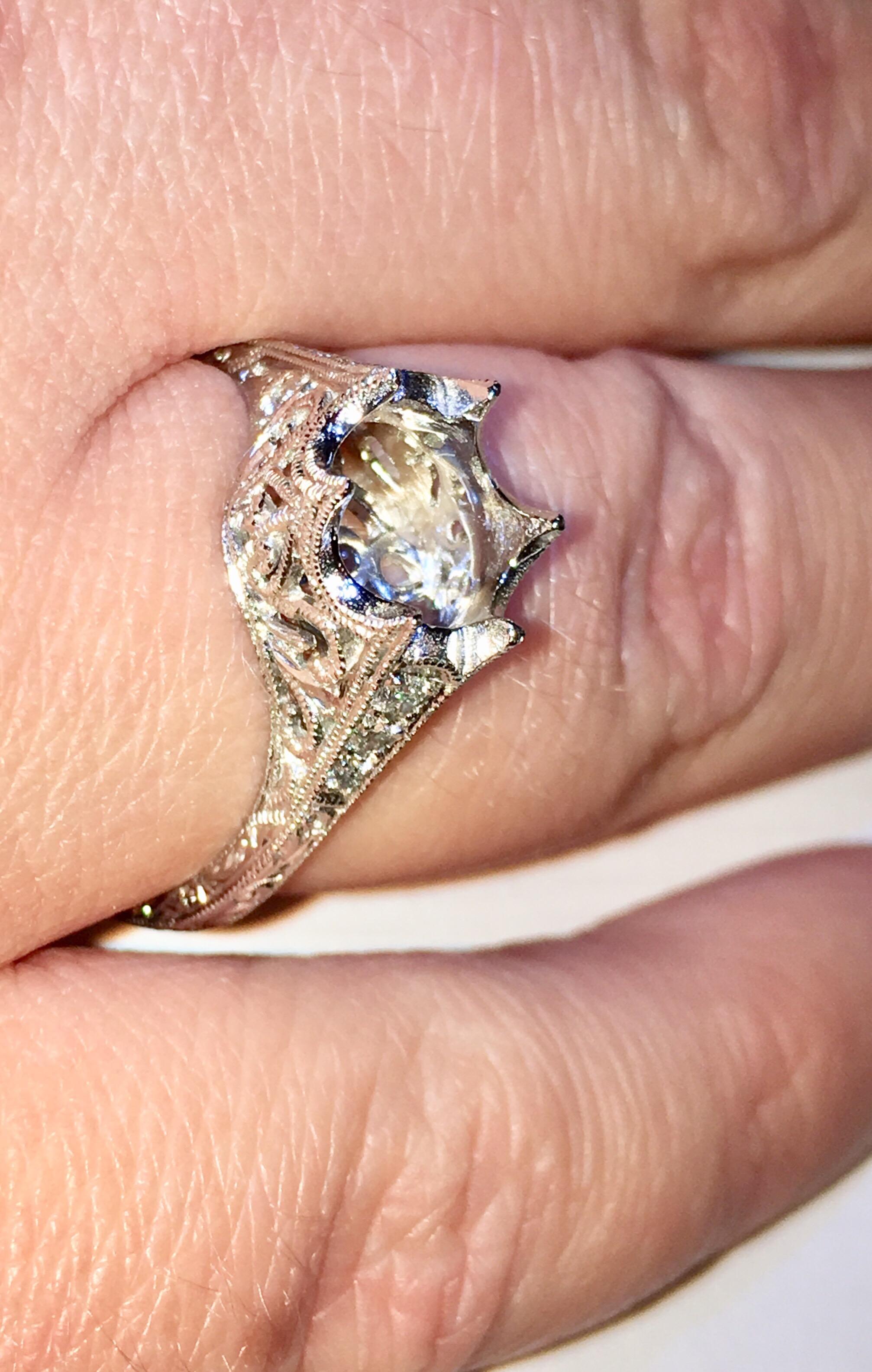 Engagement Ring with an Antique Filigree Design In New Condition For Sale In Melbourne, FL
