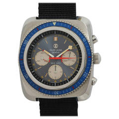 Retro Favre-Leuba Stainless Steel Sea Sky Chronograph Wristwatch circa 1970s