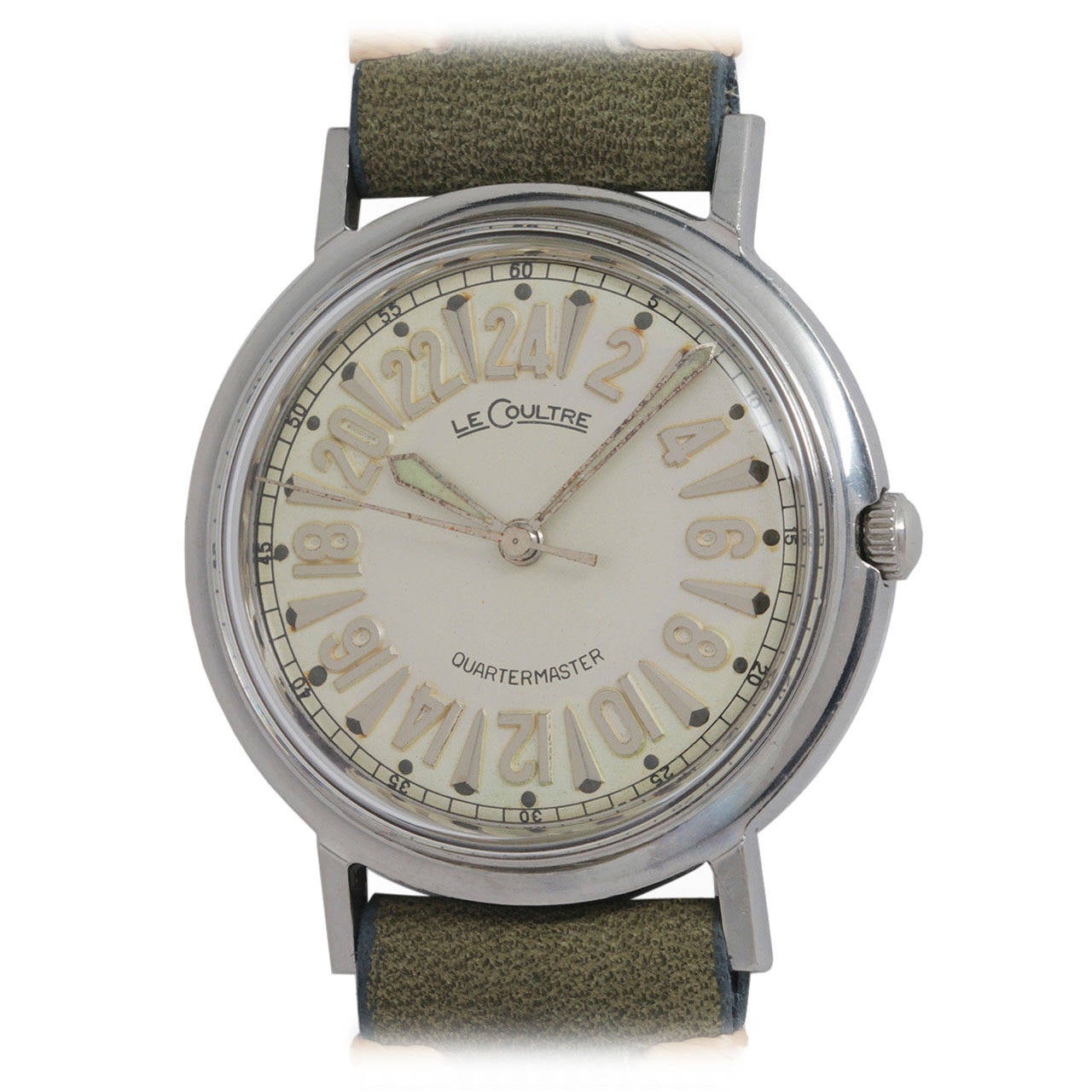 LeCoultre Stainless Steel Quarter Master 24-Hour Wristwatch circa 1950s
