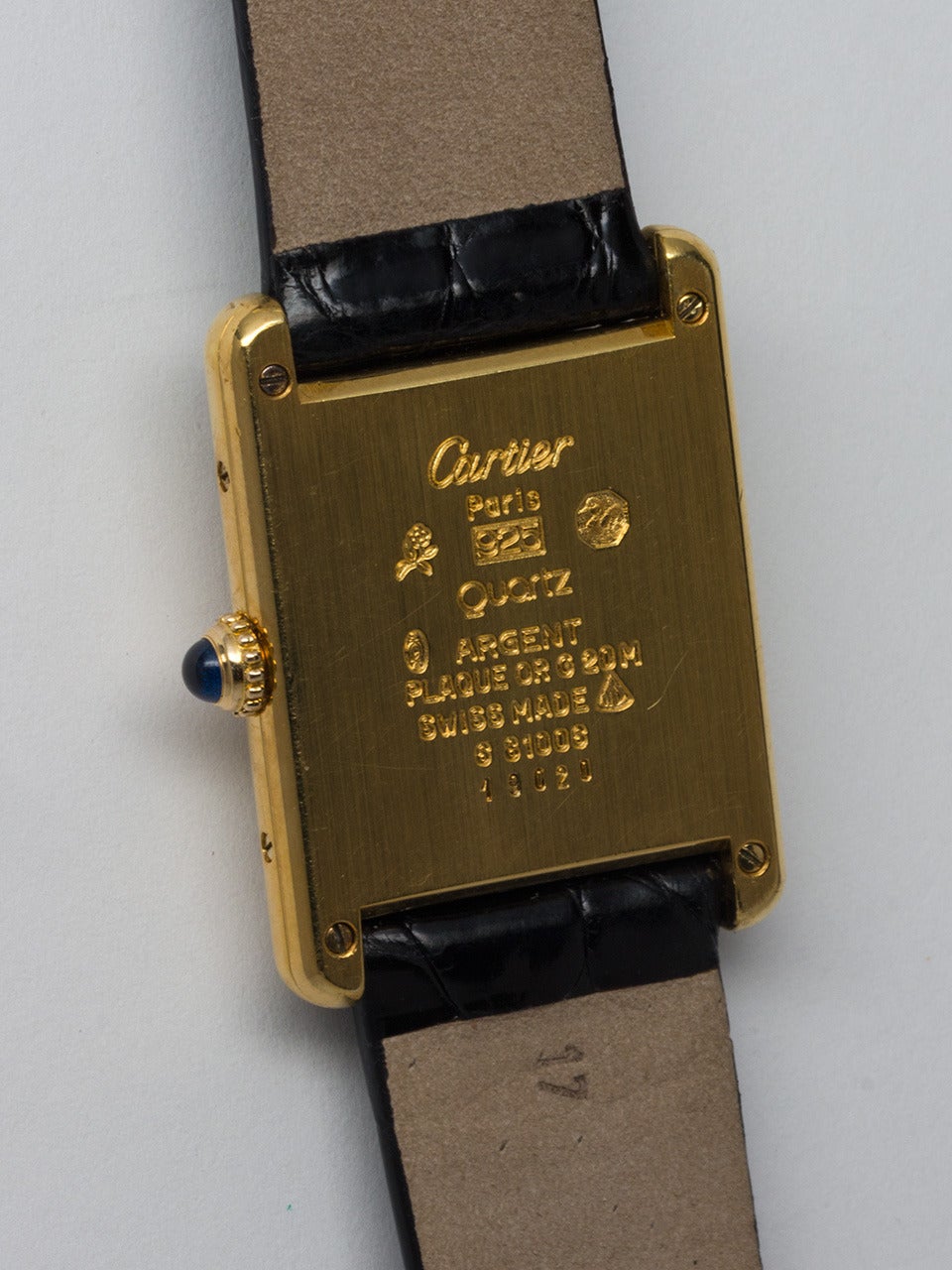 Cartier Man's Vermeil Must de Cartier Tank Louis Wristwatch circa 1980s In Good Condition In West Hollywood, CA