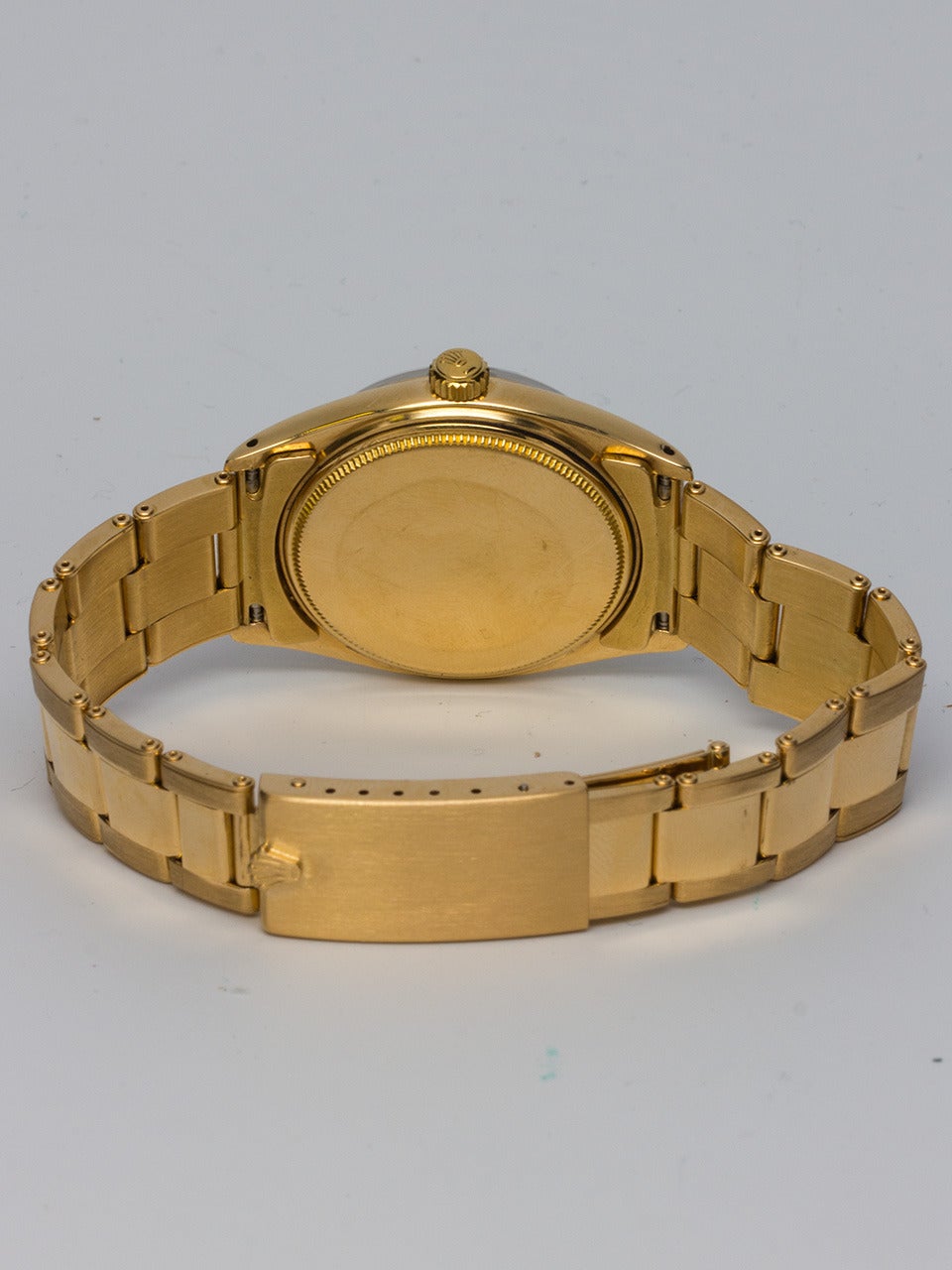 Women's or Men's Rolex Yellow Gold Oyster Perpetual Date Custom Dial Wristwatch Ref 1500