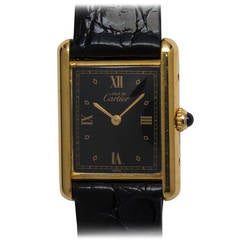 Vintage Cartier Man's Vermeil Must de Cartier Tank Louis Wristwatch circa 1980s