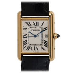 Cartier Man's Yellow Gold Tank Louis Wristwatch with Date circa 2000s