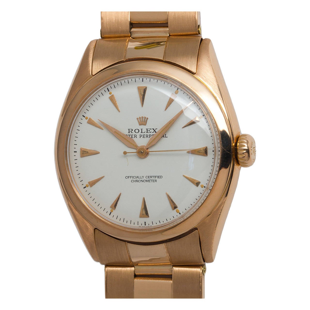 Rolex Rose Gold Oyster Perpetual Wristwatch Ref 6085 circa 1958 at 1stDibs