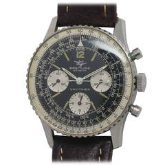 Retro Breitling Stainless Steel Navitimer Chronograph Wristwatch circa 1970s