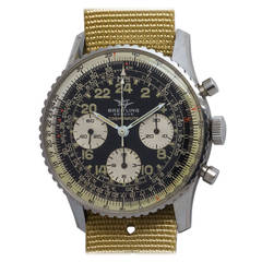 Vintage Breitling Stainless Steel Cosmonaute Chronograph Wristwatch with 24-Dial
