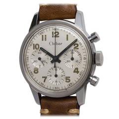 Vintage Clebar Stainless Steel Chronograph Wristwatch circa 1950s