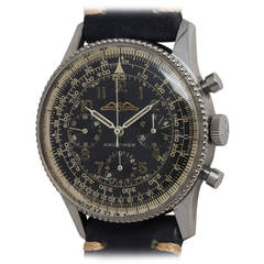 Retro Breitling Stainless Steel Early Navitimer Chronograph Wristwatch circa 1960s