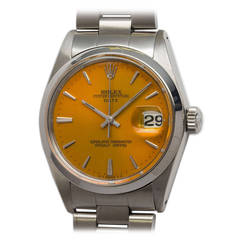 Rolex Stainless Steel Date Wristwatch with Custom-Colored Dial Ref 1500