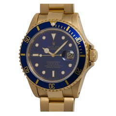 Rolex Yellow Gold Submariner Wristwatch Ref 16618 circa 1993