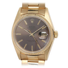 Rolex Yellow Gold Datejust Wristwatch with Custom-Colored Dial Circa 1978