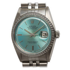 Rolex Stainless Steel Datejust Wristwatch with Custom-Colored Dial Ref 1603