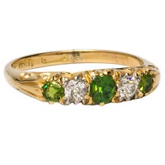 Victorian Demantoid Garnet Diamond Yellow Gold Ring