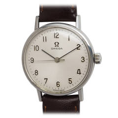 Retro Omega Stainless Steel Dress Wristwatch circa 1950s