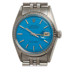 Vintage Rolex Stainless Steel Datejust Wristwatch with Custom-Colored Dial Ref 1603