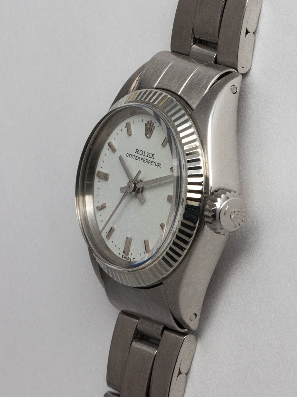 Rolex Lady's Stainless Steel Oyster Perpetual Wristwatch Ref 6719 circa 1972 In Excellent Condition In West Hollywood, CA