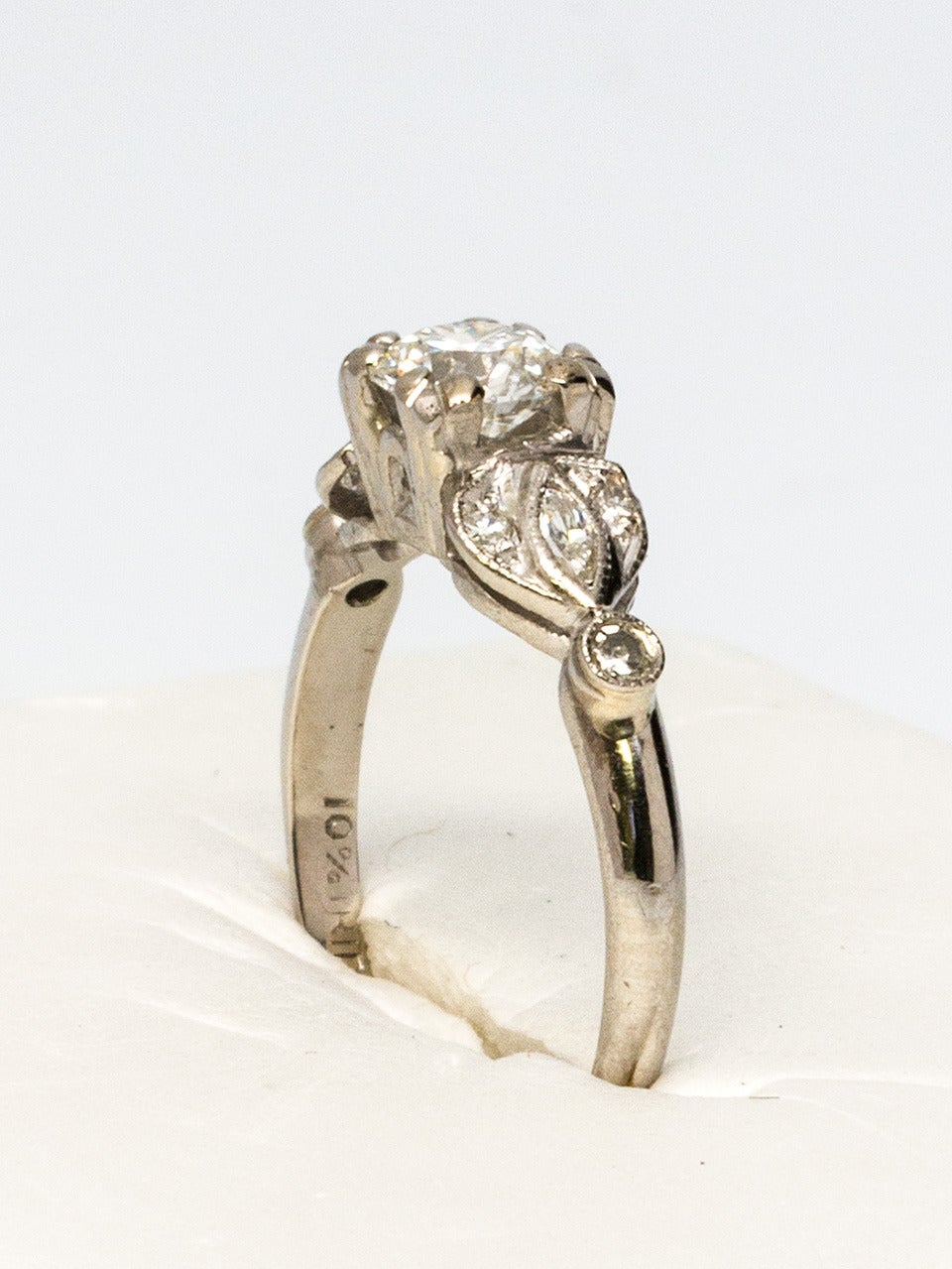 1940s Diamond Platinum Engagement Ring For Sale at 1stdibs