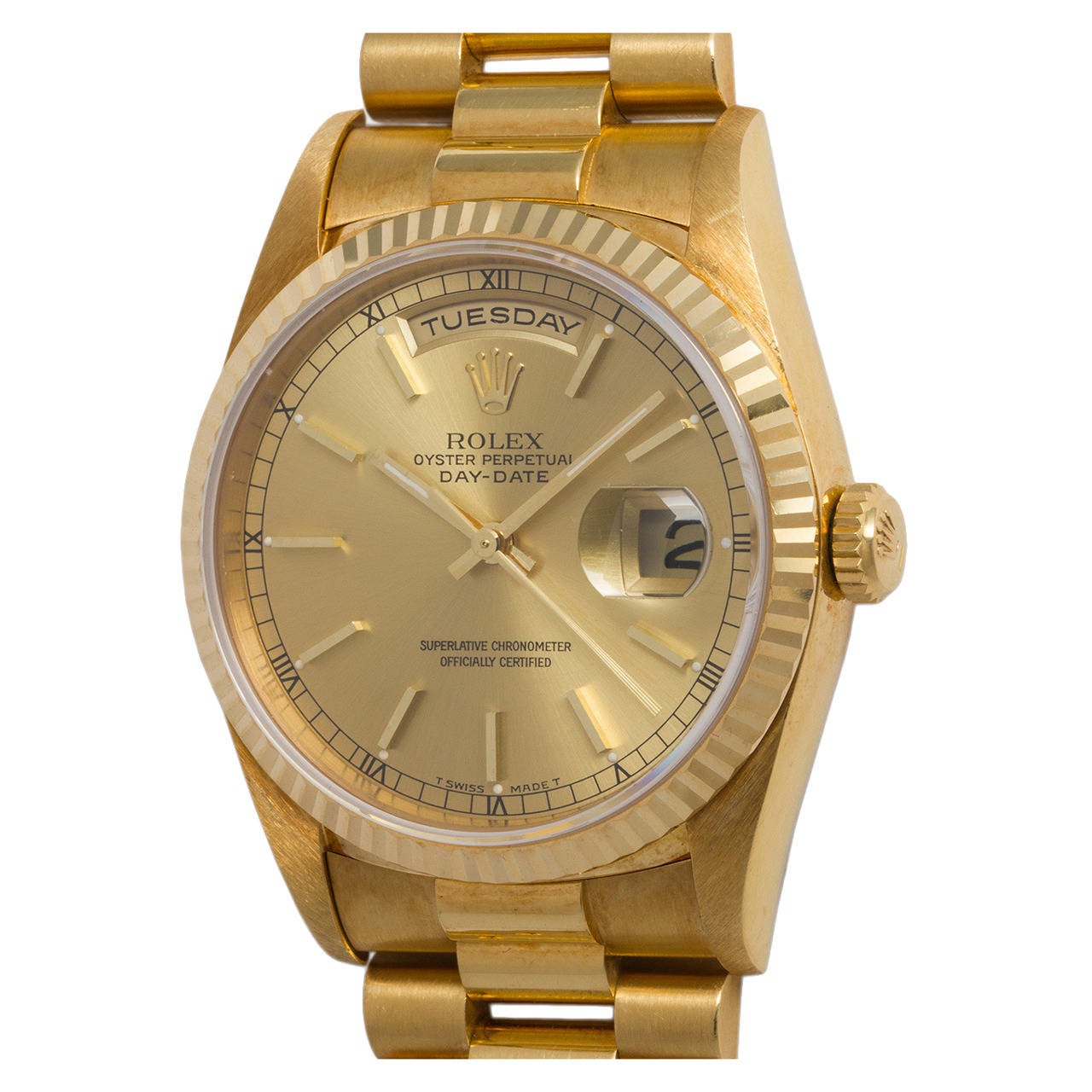 Rolex Yellow Gold Day Date President Wristwatch Ref 18238 circa 1998