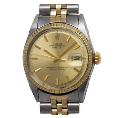 Rolex Stainless Steel and Yellow Gold Datejust Wristwatch circa 1970