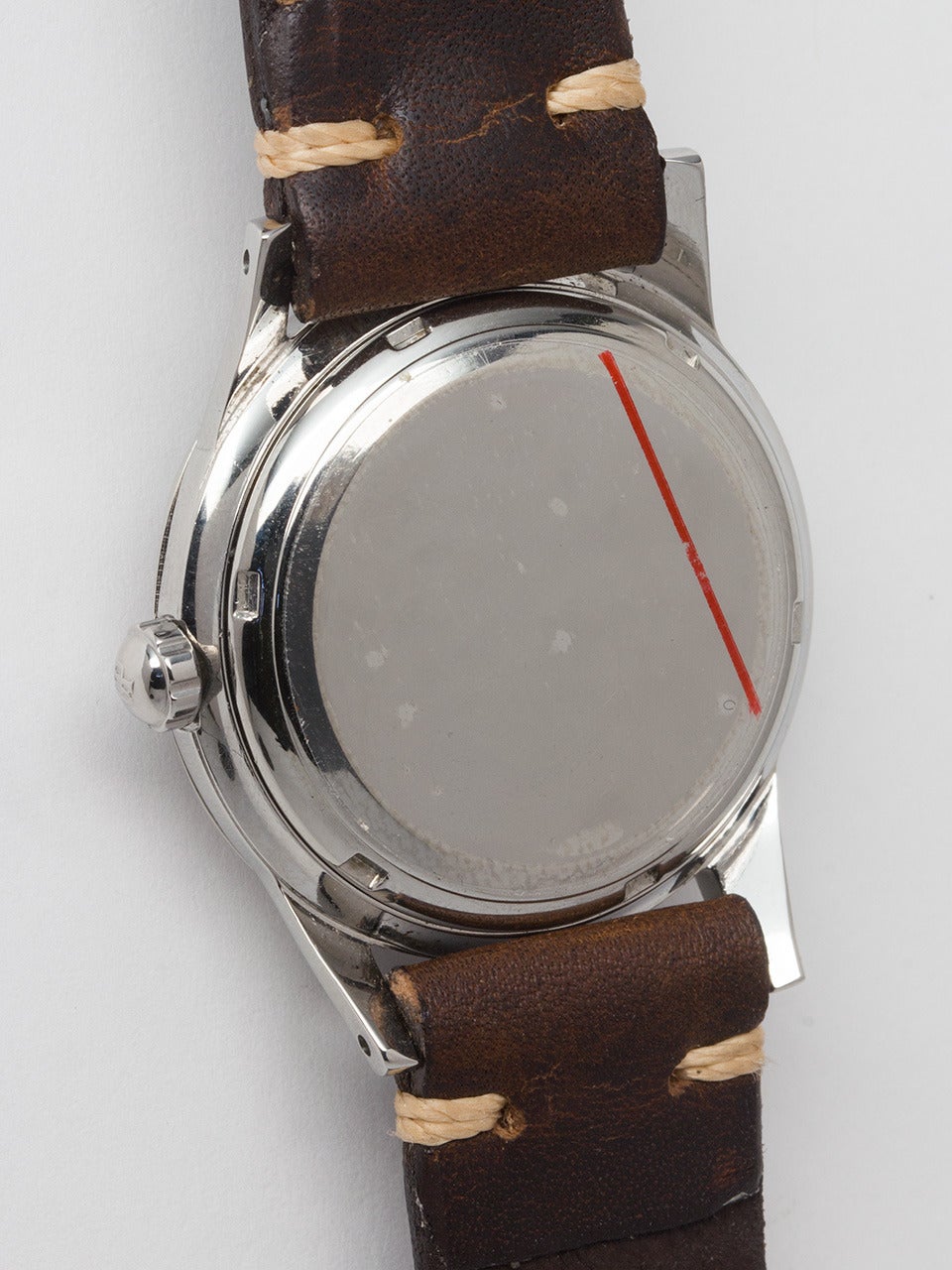 Women's or Men's Girard Perregaux Stainless Steel Gyromatic Wristwatch circa 1950s