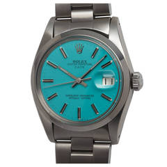 Rolex Stainless Steel Custom Dial Date Wristwatch ref 1500 Circa 1980