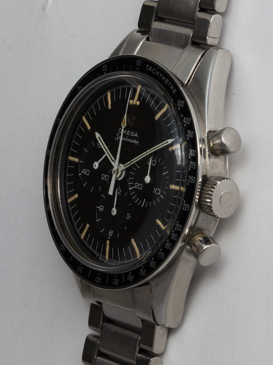 Omega Stainless Steel Pre Moon Speedmaster Wristwatch In Excellent Condition In West Hollywood, CA