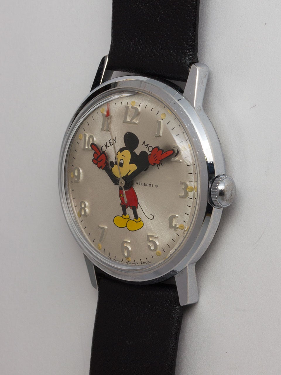 Helbros Stainless Steel Mickey Mouse Wristwatch In Excellent Condition In West Hollywood, CA