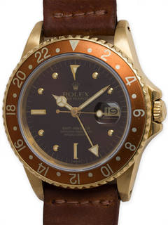 Rolex Yellow Gold GMT-Master Wristwatch Ref 16758 circa 1983