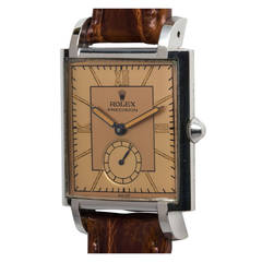 Rolex Stainless Steel Rectangular Wristwatch Ref 4029 circa 1940s