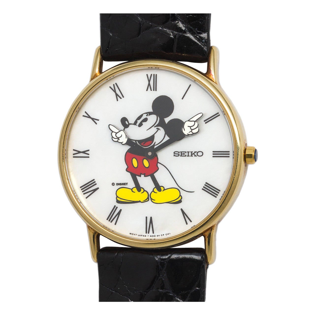 Seiko Yellow Gold Limited Edition Mickey Mouse Wristwatch circa 1980s