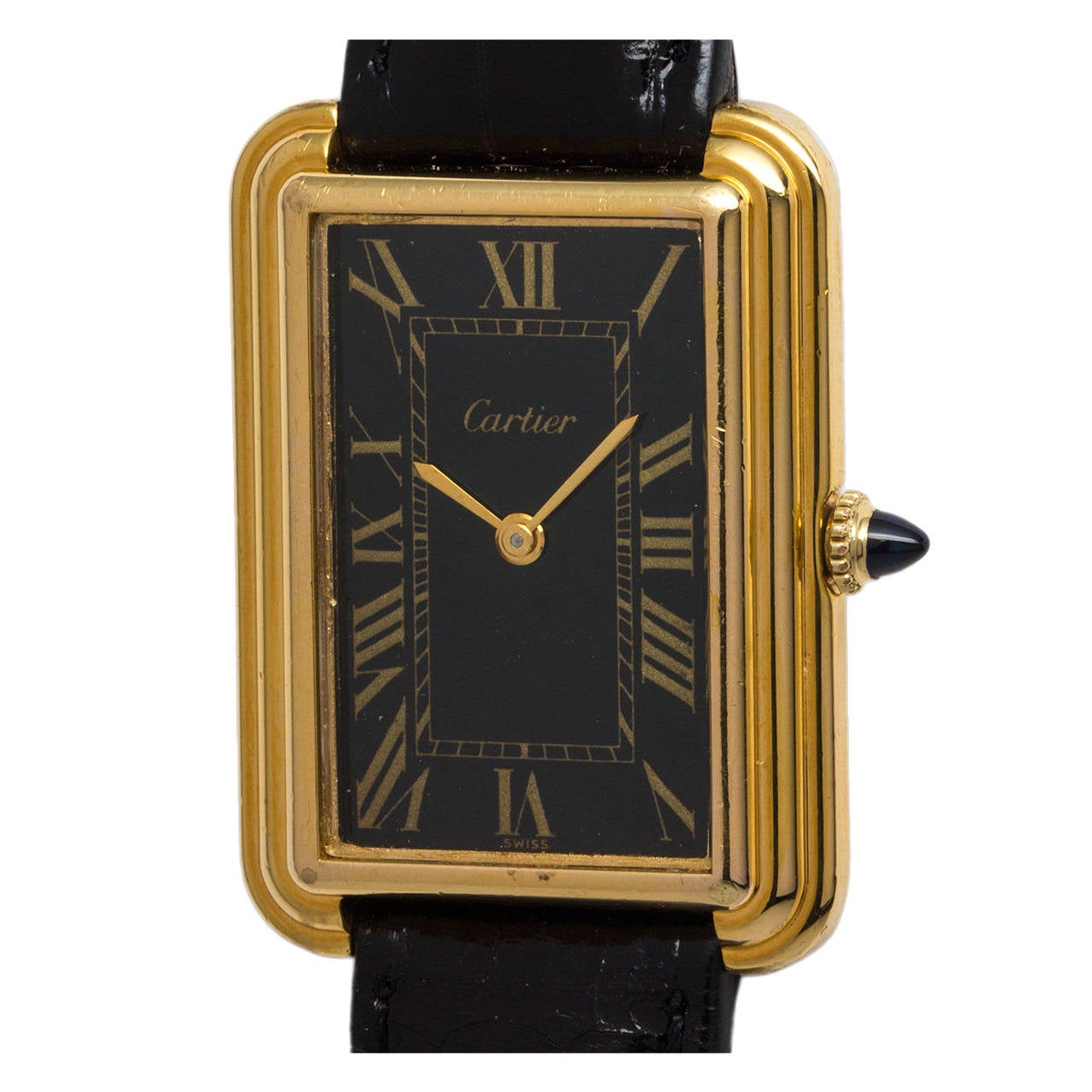 Cartier Vermeil Stepped Case Tank Wristwatch circa 1970s