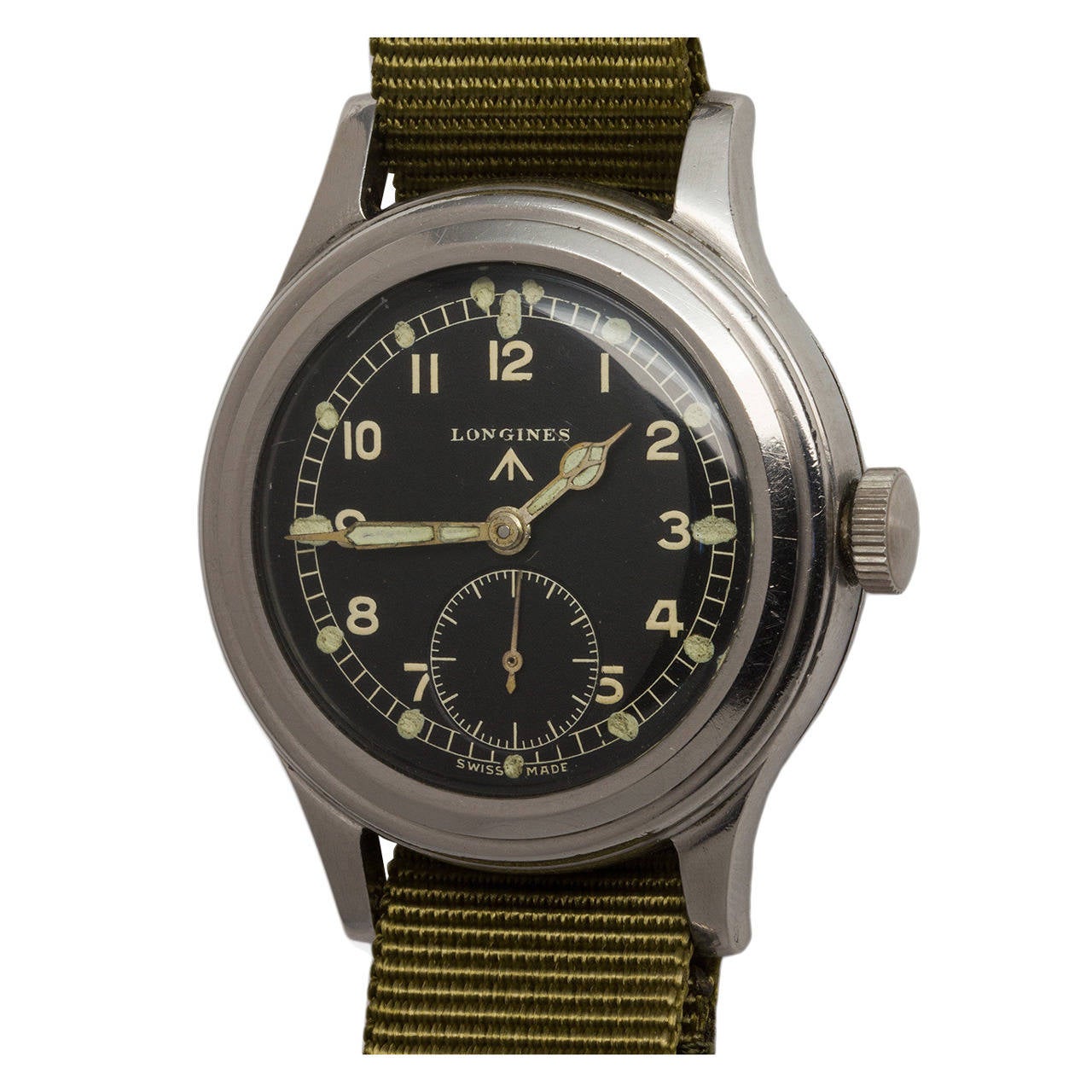 Longines Stainless Steel Greenlander British Military Wristwatch circa 1949