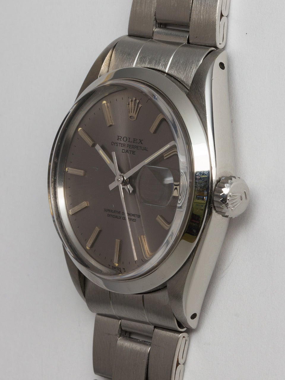 Rolex Stainless Steel Oyster Perpetual Date Wristwatch Ref 1500 In Excellent Condition In West Hollywood, CA