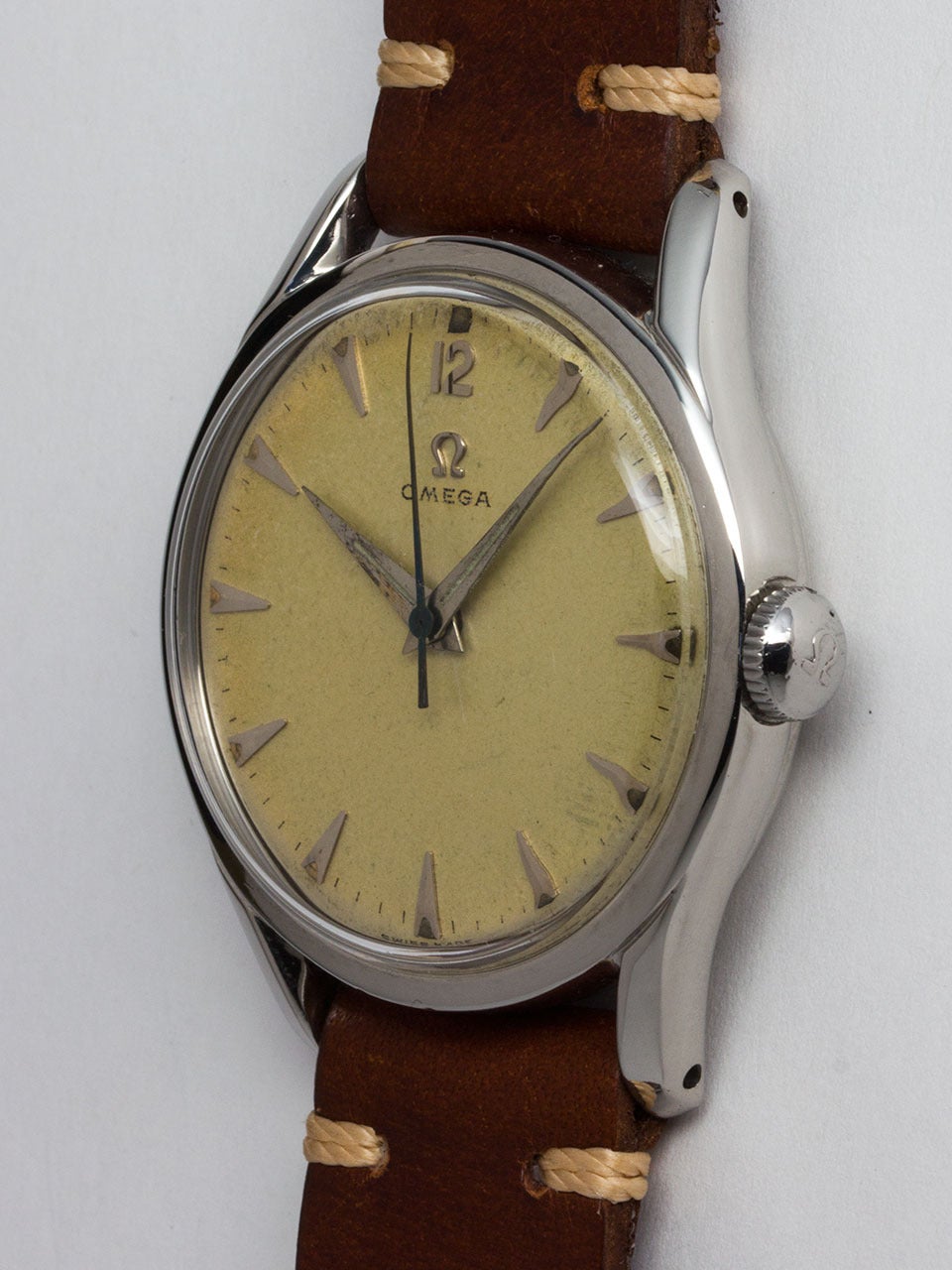 Omega Stainless Steel Bombe Wristwatch In Excellent Condition In West Hollywood, CA