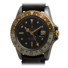 Retro Rolex Stainless Steel Yellow Gold GMT-Master Wristwatch Ref 1675